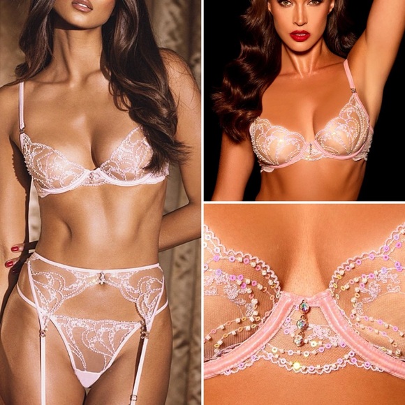 NWT Honey Birdette Angelica Plunge Pink bra 38DD/E - Picture 13 of 16